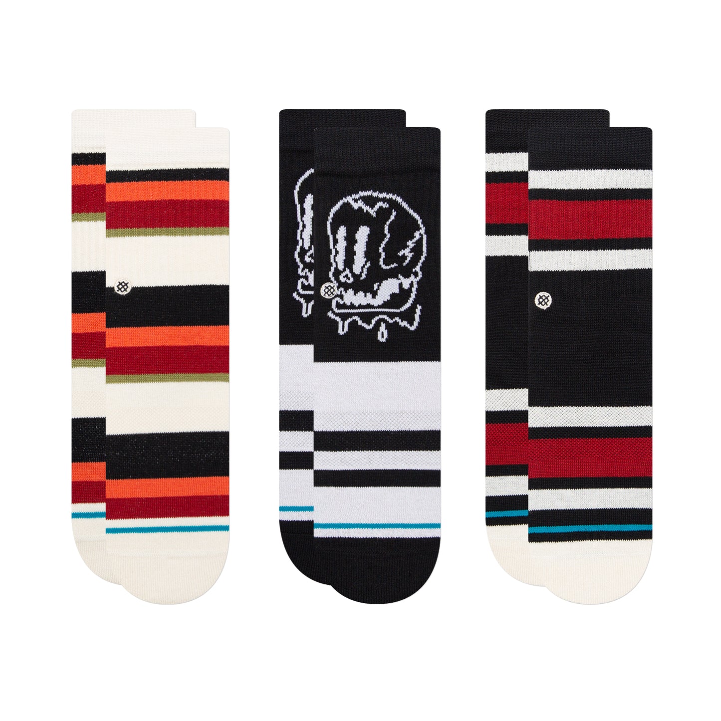 Stance Face Melter 3 Pack Crew Socks (Medium, Black)