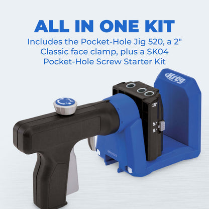 Kreg Pocket-Hole Jig 520PRO with Starter Screw Kit, Blue, KPHJ520PRO-22