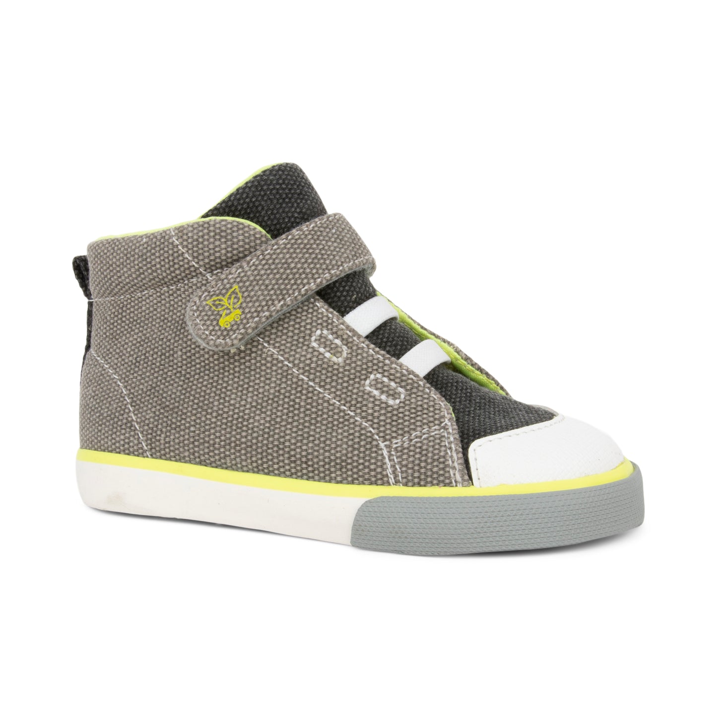 See Kai Run - Belmont Recycled High Top Sneakers for Little Kids, Gray/Lime, Toddler 6