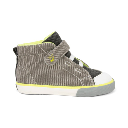 See Kai Run - Belmont Recycled High Top Sneakers for Little Kids, Gray/Lime, Toddler 5