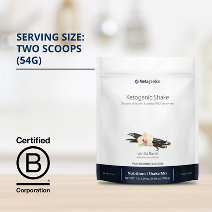 Metagenics Ketogenic Shake ‚Äì 20 Grams of Fat with 18 grams of protein and 5 Grams of MCT per serving - Vanilla flavor, 14 servings