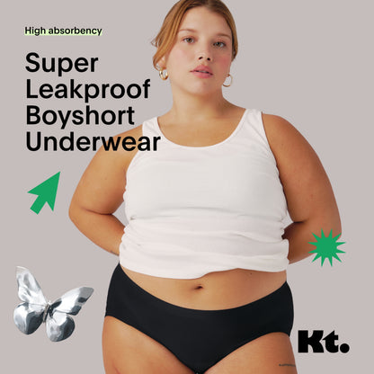 Knix Teen Girl Super Leakproof Boyshort Underwear - Black - Large