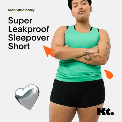 Knix Teen Girl Super Leakproof Sleepover Short Underwear - Black - XX-Small