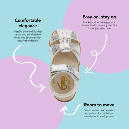 See Kai Run, Kaisa Sandals for Kids, Silver, 9.5 M US Toddler