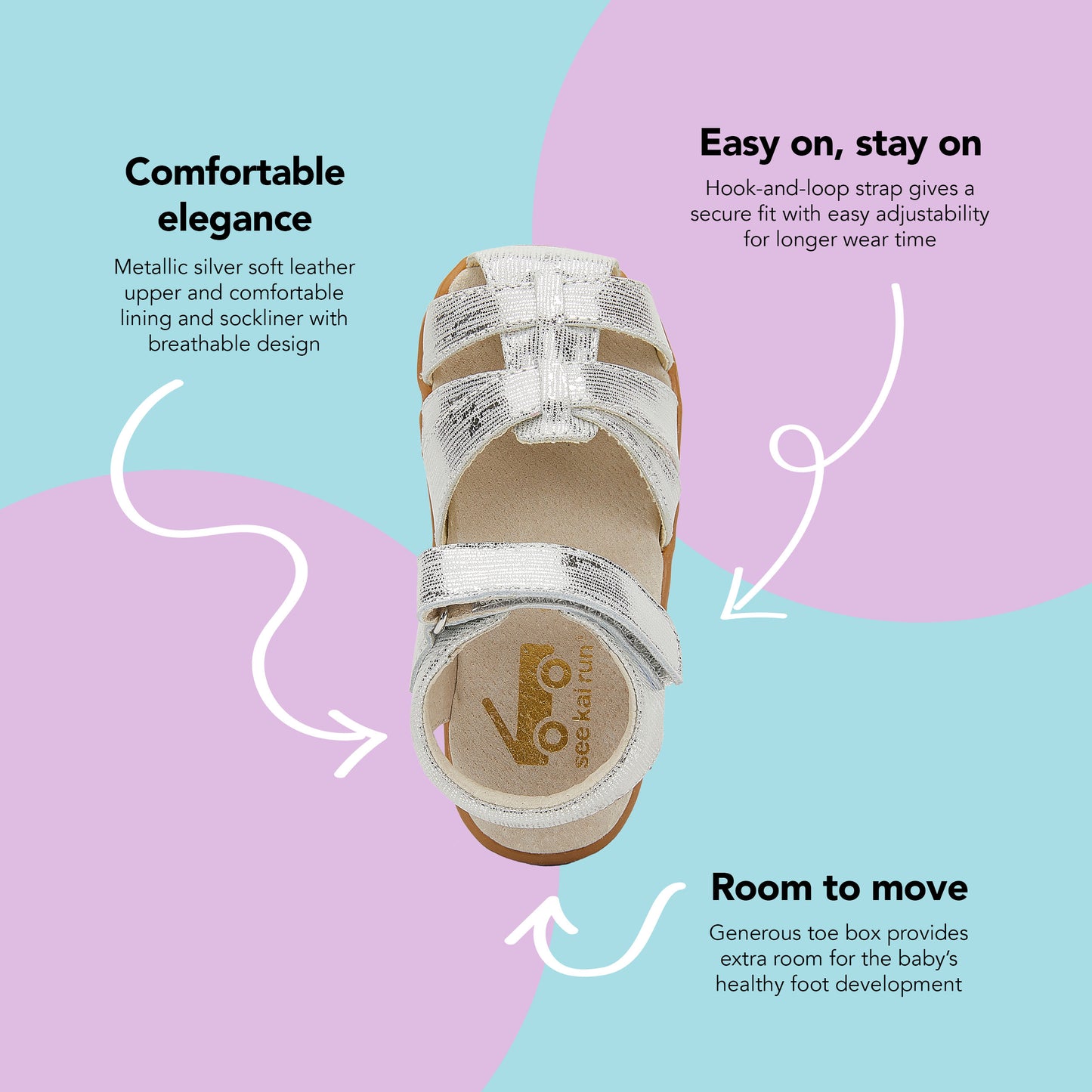 See Kai Run, Kaisa Sandals for Kids, Silver, 8 M US Toddler