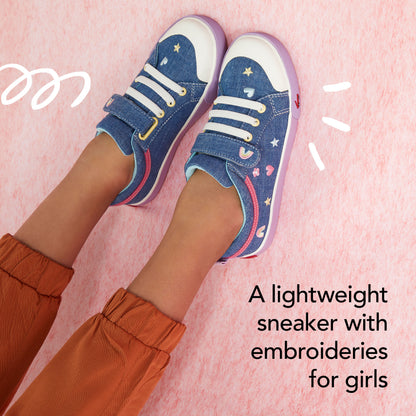 See Kai Run - Kristin Sneaker for Toddlers, Chambray/Happy, 6