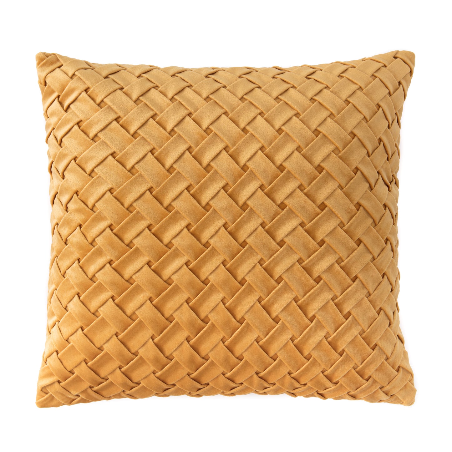 Chanasya Lattice Textured Velvet Throw Pillow Cover - Bright and Colorful Super Soft Modern Decorative Home Decor for Sofa, Chair, and Bed (18x18 Inches) Golden