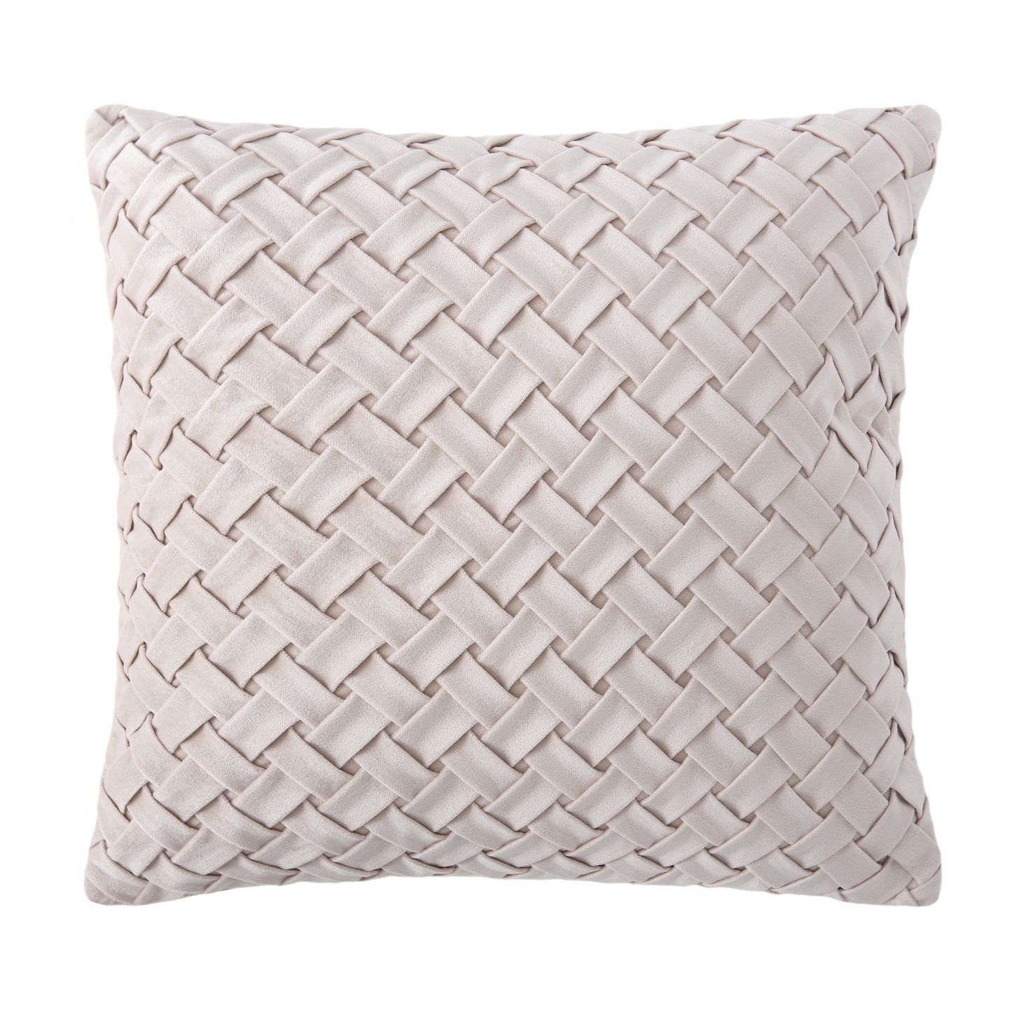 Chanasya Lattice Textured Velvet Throw Pillow Cover - Bright and Colorful Super Soft Modern Decorative Home Decor for Sofa, Chair, and Bed (18x18 Inches) Off White