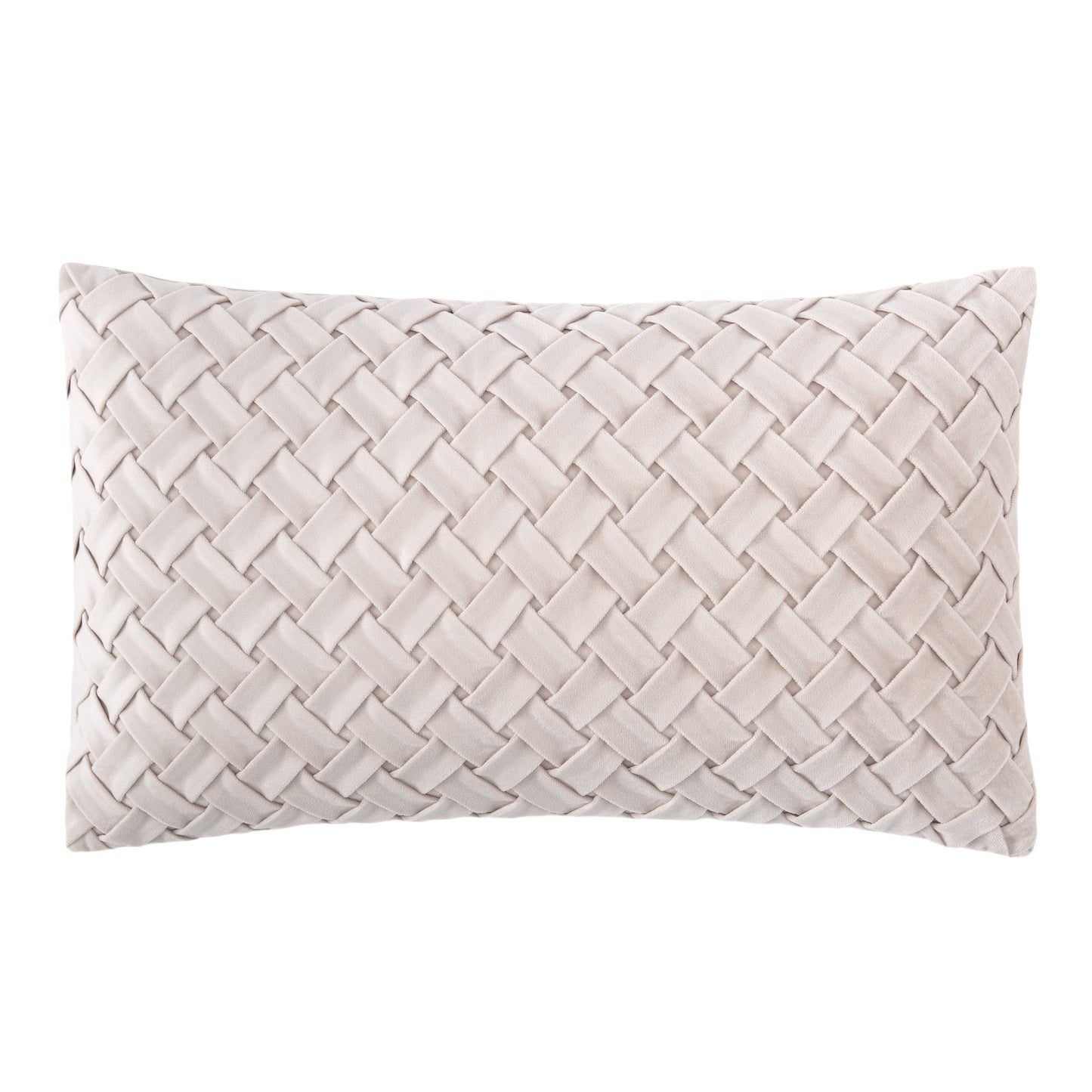 Chanasya Single Lattice Textured Velvet Lumbar Throw Pillow Cover - Bright and Colorful Super Soft Modern Decorative Home Decor for Sofa, Chair, and Bed (12x20 Inches) Off White
