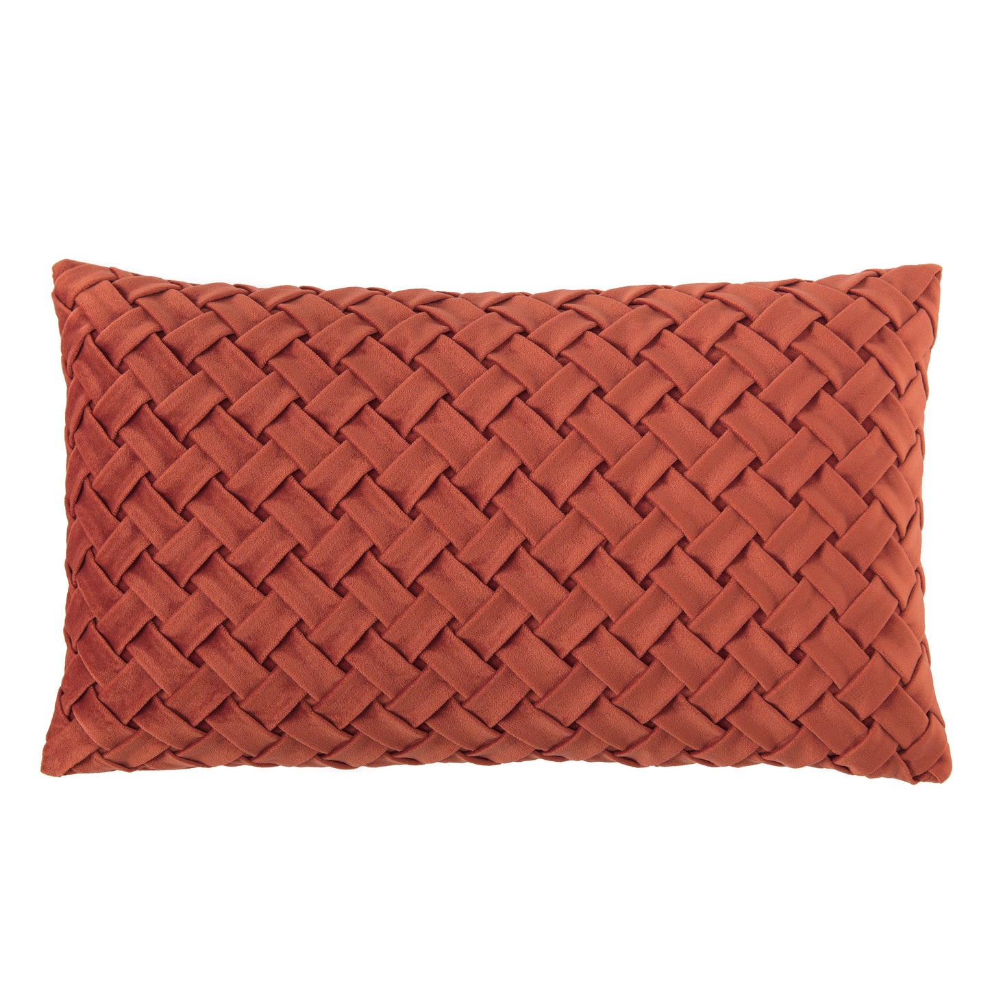 Chanasya Single Lattice Textured Velvet Lumbar Throw Pillow Cover - Bright and Colorful Super Soft Modern Decorative Home Decor for Sofa, Chair, and Bed (12x20 Inches) Rust