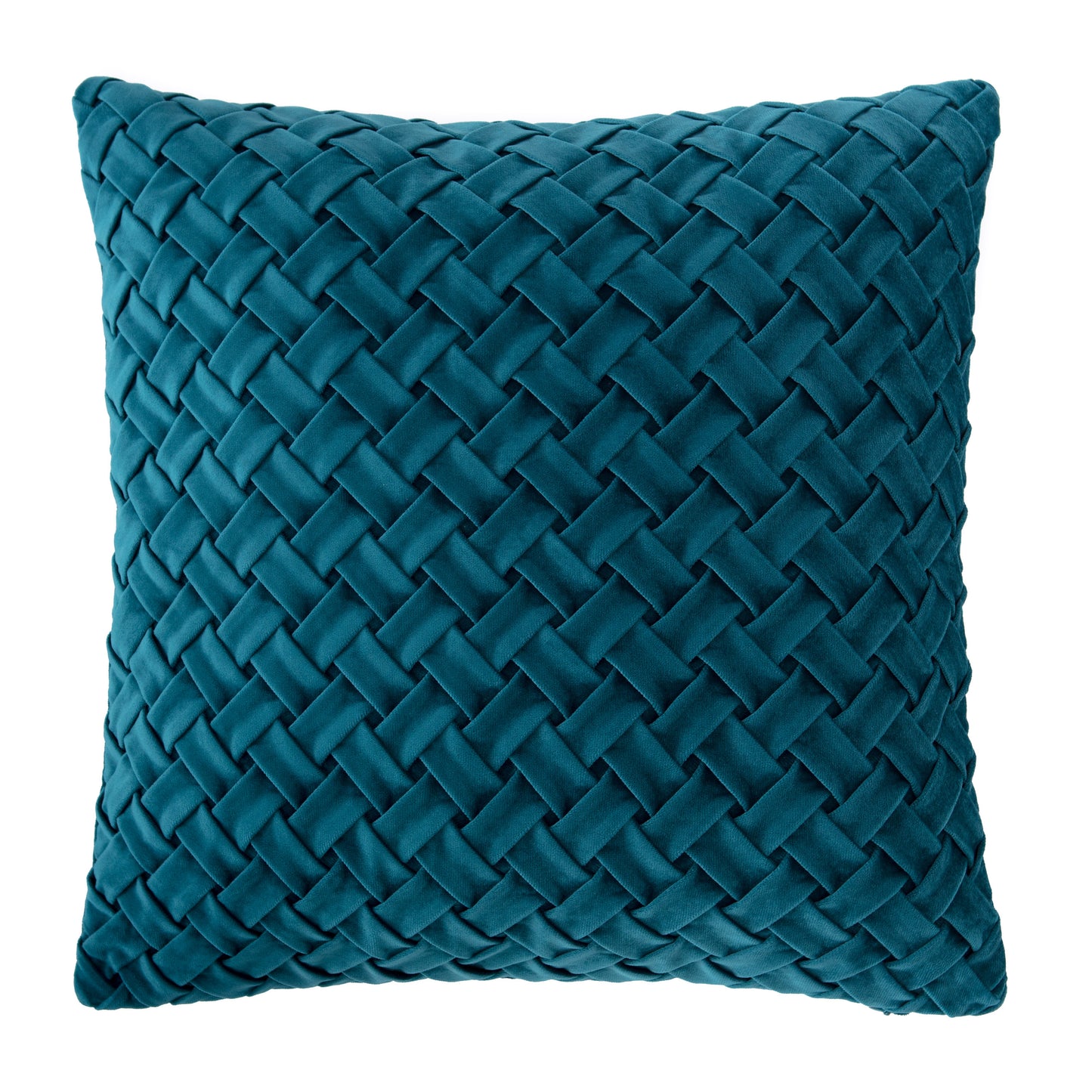 Chanasya Lattice Textured Velvet Throw Pillow Cover - Bright and Colorful Super Soft Modern Decorative Home Decor for Sofa, Chair, and Bed (18x18 Inches) Teal