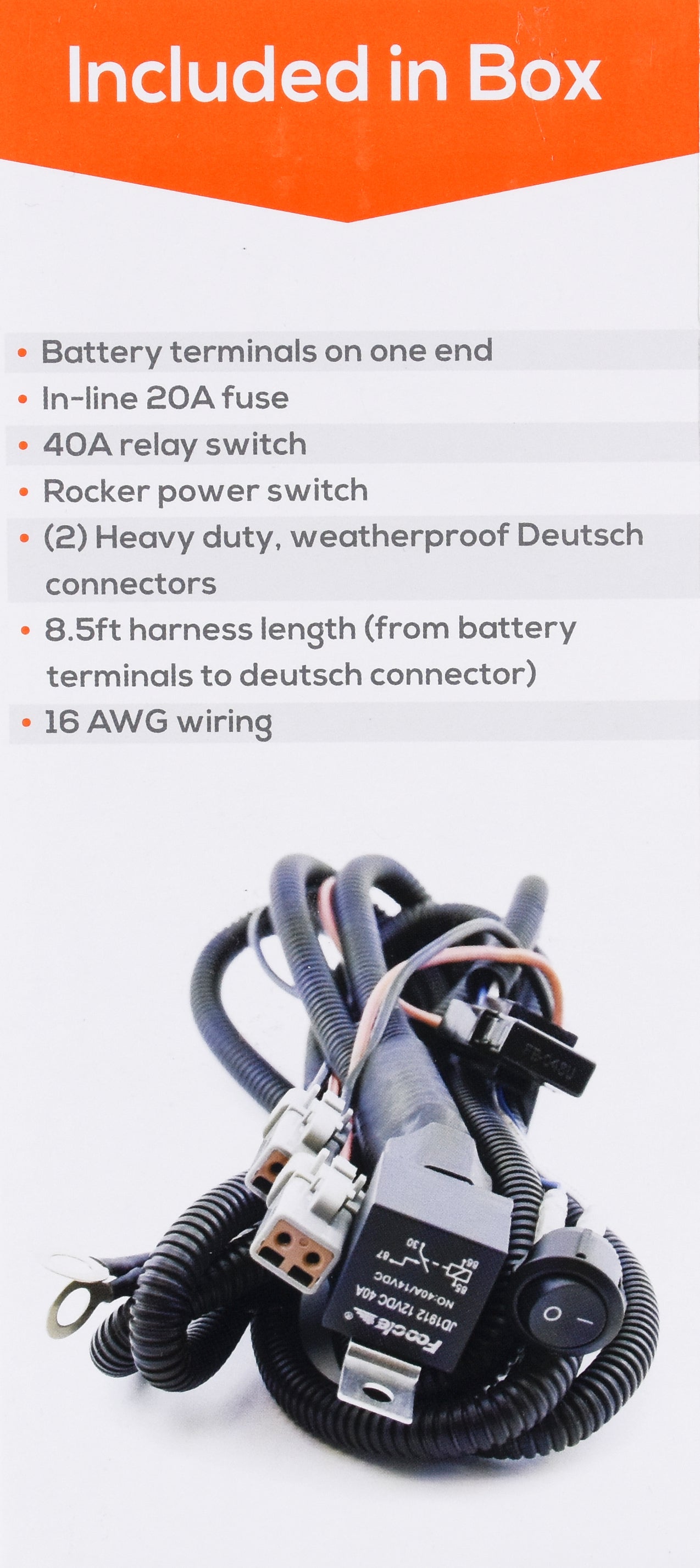 SYLVANIA - LED Light Bar Wiring Harness Kit - Weatherproof Deutsch Connectors, 12V On Off Switch Power Relay Blade Fuse Off Road Lights LED Work Light, Spot Flood Combo, 2 Lightbars (1PC)