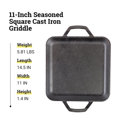 Lodge Cast Iron Chef Collection Square Griddle - 11 in