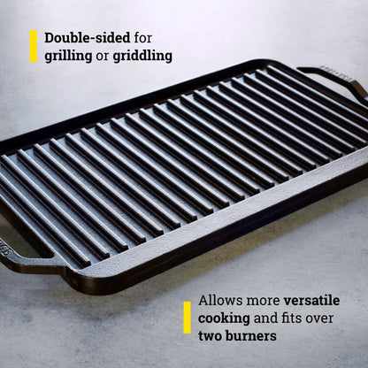 Lodge LCDRG 19.5 x 10 inch Cast Iron Reversible Grill/Griddle