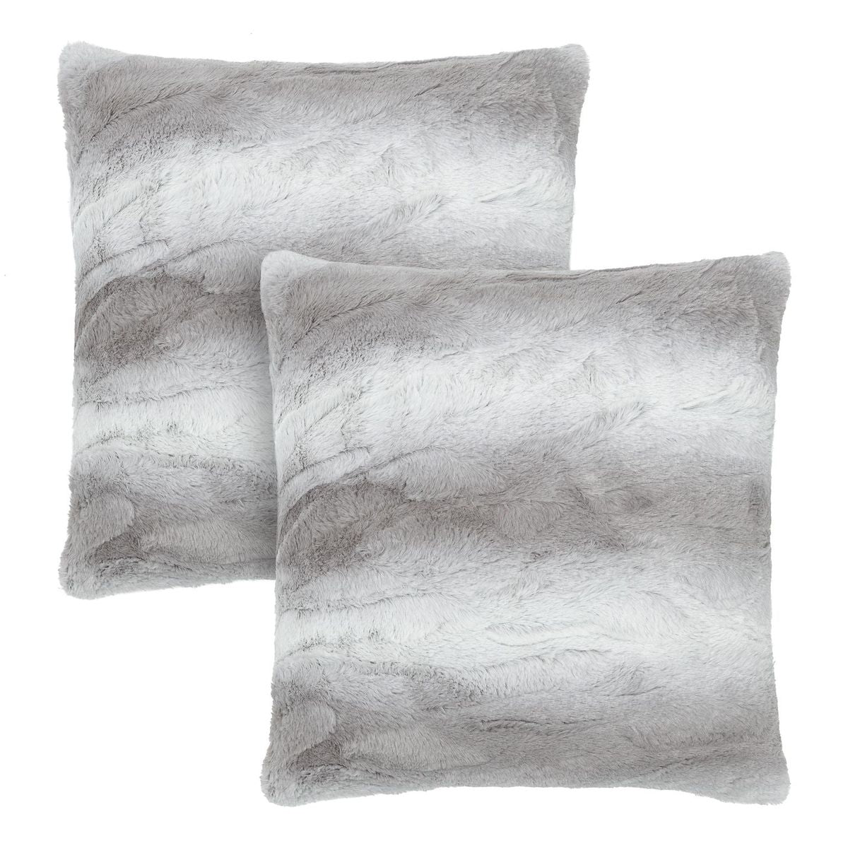 Chanasya Fuzzy Faux Fur Falling Leaf Embossed Gray and White Throw Pillow Cover 2 Piece Set 18x18 Inches - Super Soft Cushion Covers for Couch Sofa Chair Bed - Accent Decorative Square Pillow Covers
