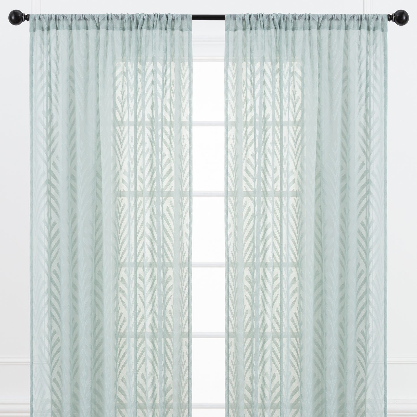 Chanasya Sage Green Sheer Curtains - Leaf Textured Voile Curtain for Living Room Bedroom Kitchen Windows - Light Filtering Botanical Decor Window Drapes with Rod Pocket - 108 Inches Long - 2 Panel Set