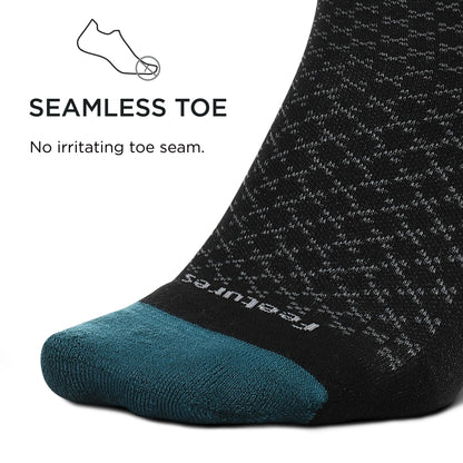 Feetures Mens Mod Jacquard Cushion Crew Sock (Medium, Black)