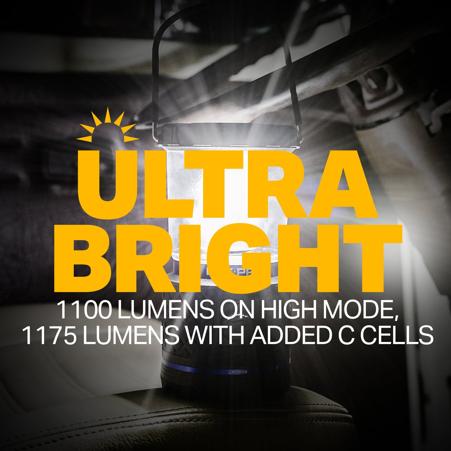 LUXPRO Rechargeable Dual-Power 1100 Lumen LED Lantern for Up to 150 Hours of Use - Camping Lantern with Built-In Power Bank - Dimmable LED Light with IPX4 Water-Resistant Rating