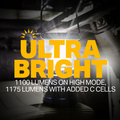 LUXPRO Rechargeable Dual-Power 1100 Lumen LED Lantern for Up to 150 Hours of Use - Camping Lantern with Built-In Power Bank - Dimmable LED Light with IPX4 Water-Resistant Rating