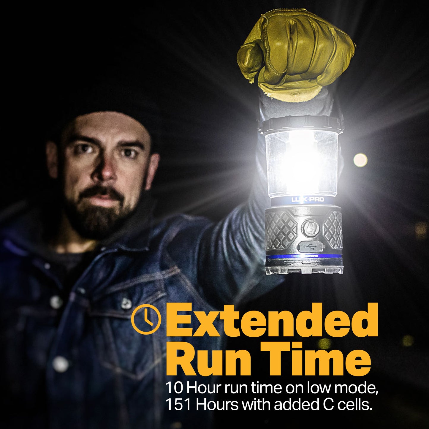 LUXPRO Rechargeable Dual-Power 1100 Lumen LED Lantern for Up to 150 Hours of Use - Camping Lantern with Built-In Power Bank - Dimmable LED Light with IPX4 Water-Resistant Rating