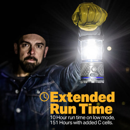 LUXPRO Rechargeable Dual-Power 1100 Lumen LED Lantern for Up to 150 Hours of Use - Camping Lantern with Built-In Power Bank - Dimmable LED Light with IPX4 Water-Resistant Rating