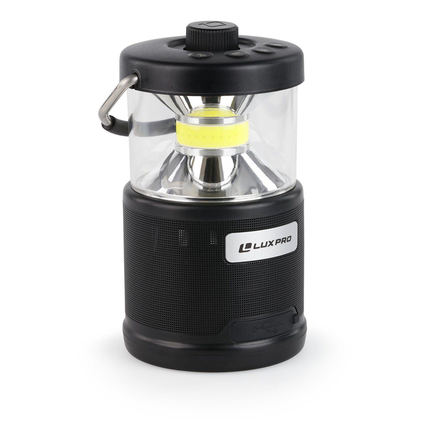 LUXPRO Bright 572 Lumen Rechargeable Bluetooth Speaker Lantern with Device Charging Port