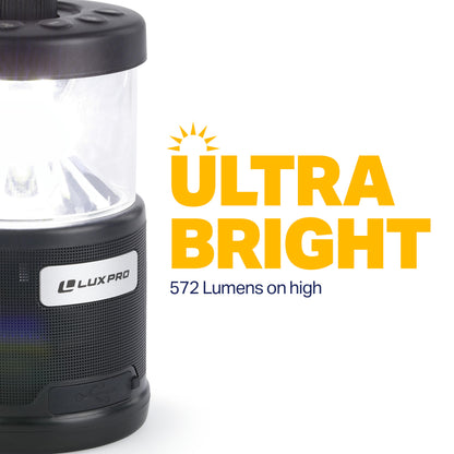 LUXPRO Bright 572 Lumen Rechargeable Bluetooth Speaker Lantern with Device Charging Port
