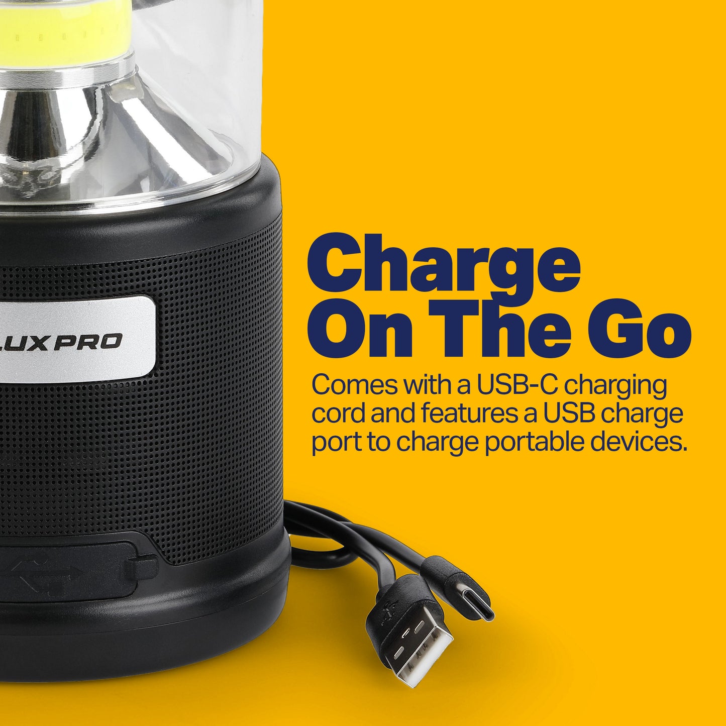 LUXPRO Bright 572 Lumen Rechargeable Bluetooth Speaker Lantern with Device Charging Port