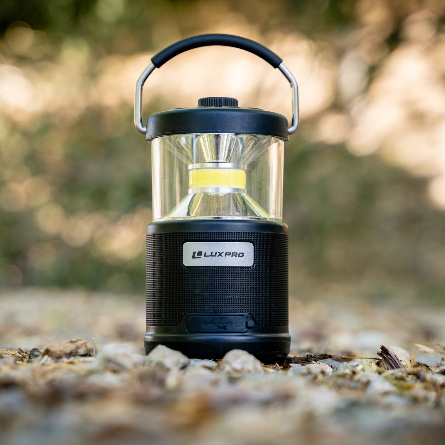 LUXPRO Bright 572 Lumen Rechargeable Bluetooth Speaker Lantern with Device Charging Port