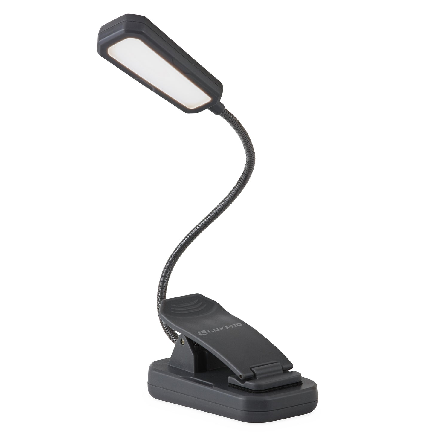 LUXPRO Bright 16 Lumen Rechargeable Reading LED Lamp - Portable Reading Light for 75 Hours of Use - Lightweight LED with Padded Book Clamp and Flexible Neck - Built-In Batteries