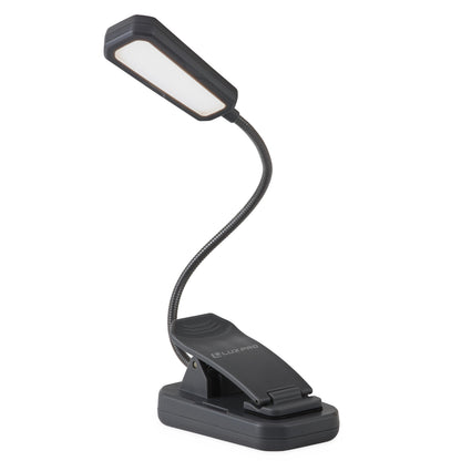 LUXPRO Bright 16 Lumen Rechargeable Reading LED Lamp - Portable Reading Light for 75 Hours of Use - Lightweight LED with Padded Book Clamp and Flexible Neck - Built-In Batteries