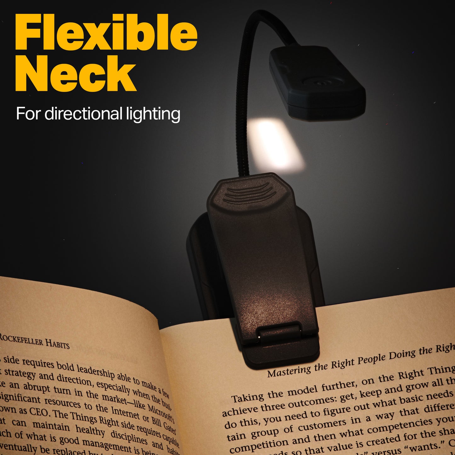 LUXPRO Bright 16 Lumen Rechargeable Reading LED Lamp - Portable Reading Light for 75 Hours of Use - Lightweight LED with Padded Book Clamp and Flexible Neck - Built-In Batteries