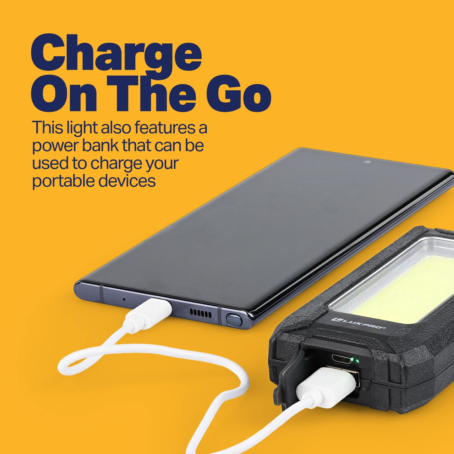 LUXPRO Bright 500 Lumen Rechargeable Magnetic Power Bank Palm Light