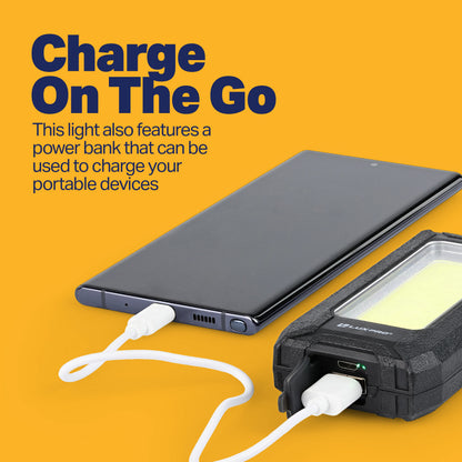 LUXPRO Bright 500 Lumen Rechargeable Magnetic Power Bank Palm Light