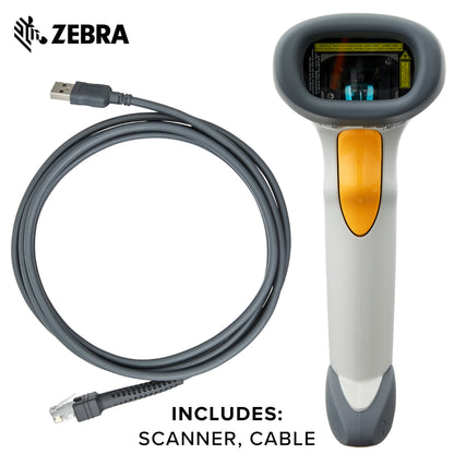 Zebra LS2208 Series Corded Handheld Standard Range Scanner Kit Scanner with Cable Cash Register White LS2208-7AZU0100ZNA