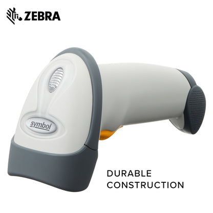 Zebra LS2208 Series Corded Handheld Standard Range Scanner Kit Scanner with Cable Cash Register White LS2208-7AZU0100ZNA