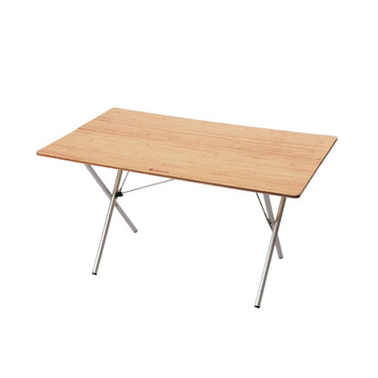 Snow Peak Renewed Single Action Table - Collapsible Bamboo Table Top & Aluminum Table Legs - 28 lbs