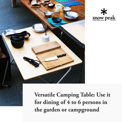 Snow Peak Renewed Single Action Table - Collapsible Bamboo Table Top & Aluminum Table Legs - 28 lbs
