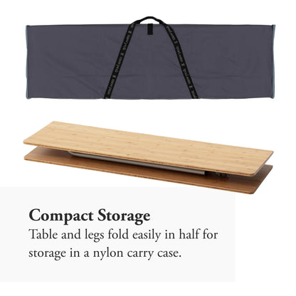 Snow Peak Renewed Single Action Table - Collapsible Bamboo Table Top & Aluminum Table Legs - 28 lbs