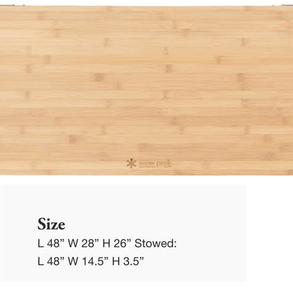 Snow Peak Renewed Single Action Table - Collapsible Bamboo Table Top & Aluminum Table Legs - 28 lbs