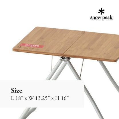 Snow Peak Renewed Bamboo My Table - Lightweight Table with Foldable Legs - Bamboo, Aluminum - 4 Ibs