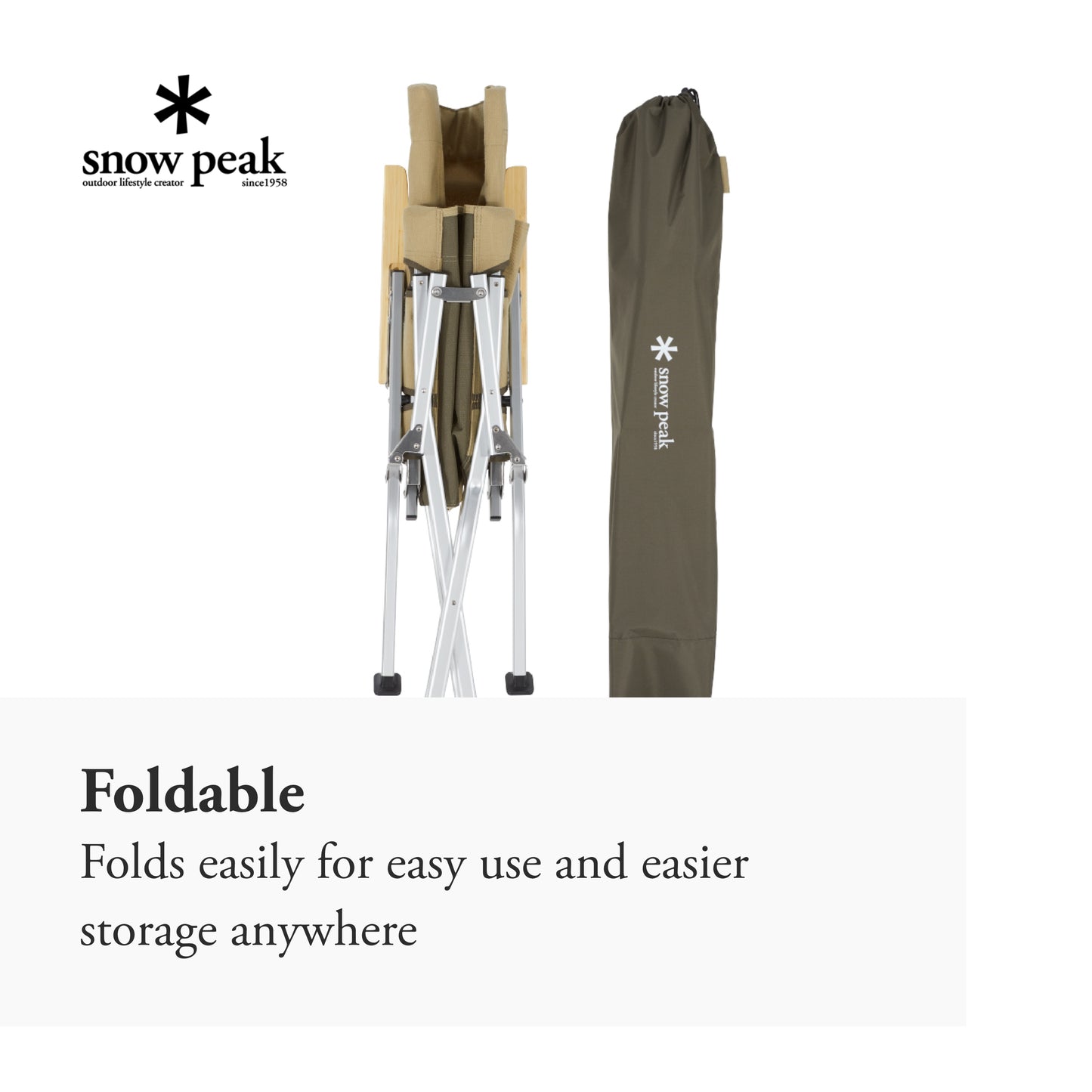 Snow Peak Low Beach Chair - Features a Wood Armrest and Back - 23 x 26 x 39 in