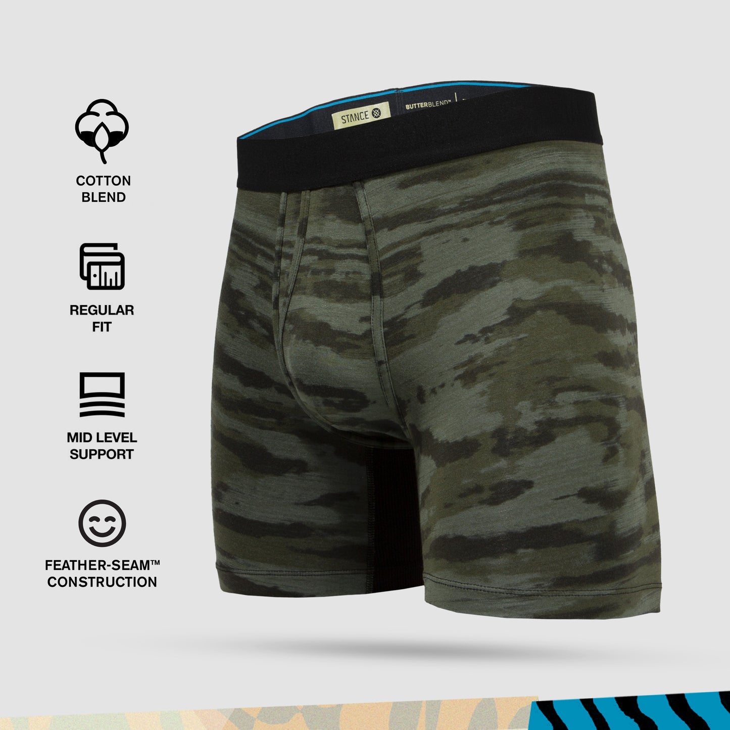 Stance Ramp Camo Boxer Brief (Large, Army Green)