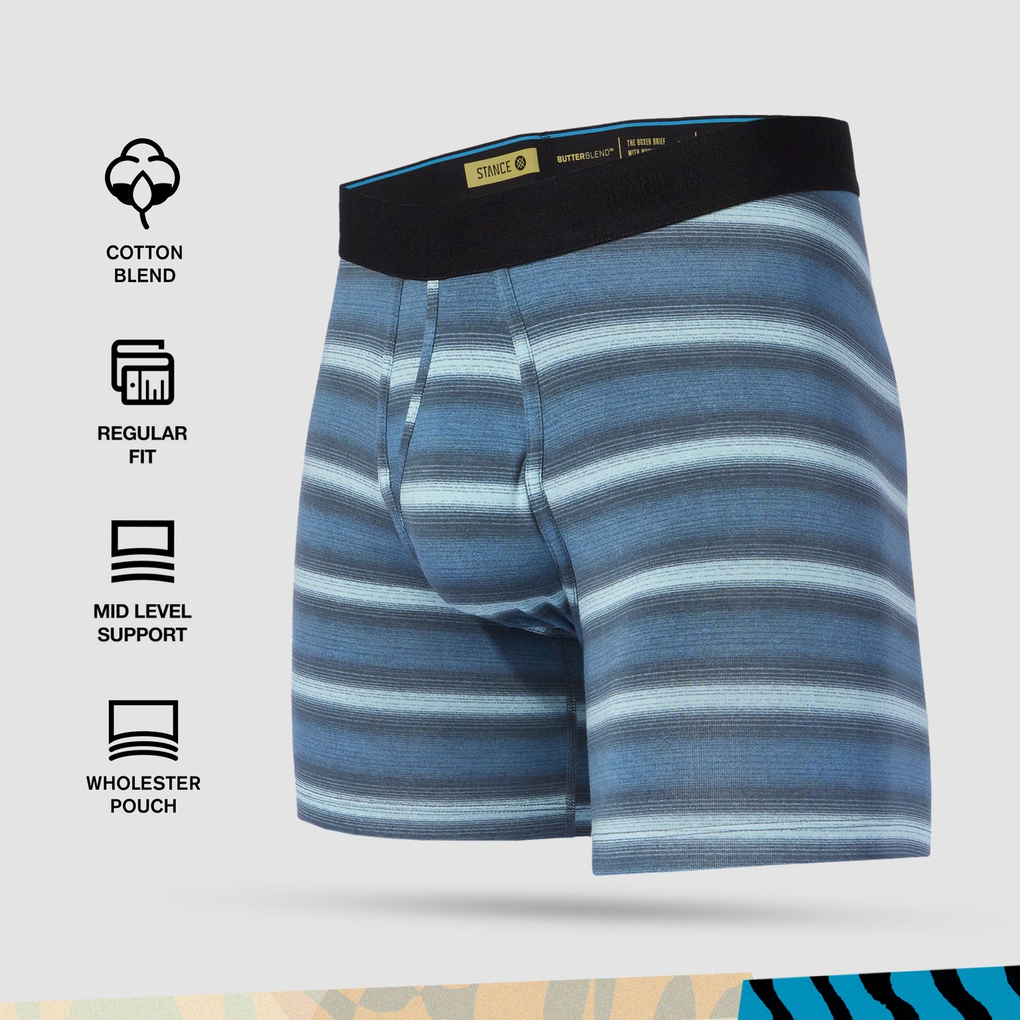 Stance Warped Wholester Boxer Brief (X-Large, Blue)