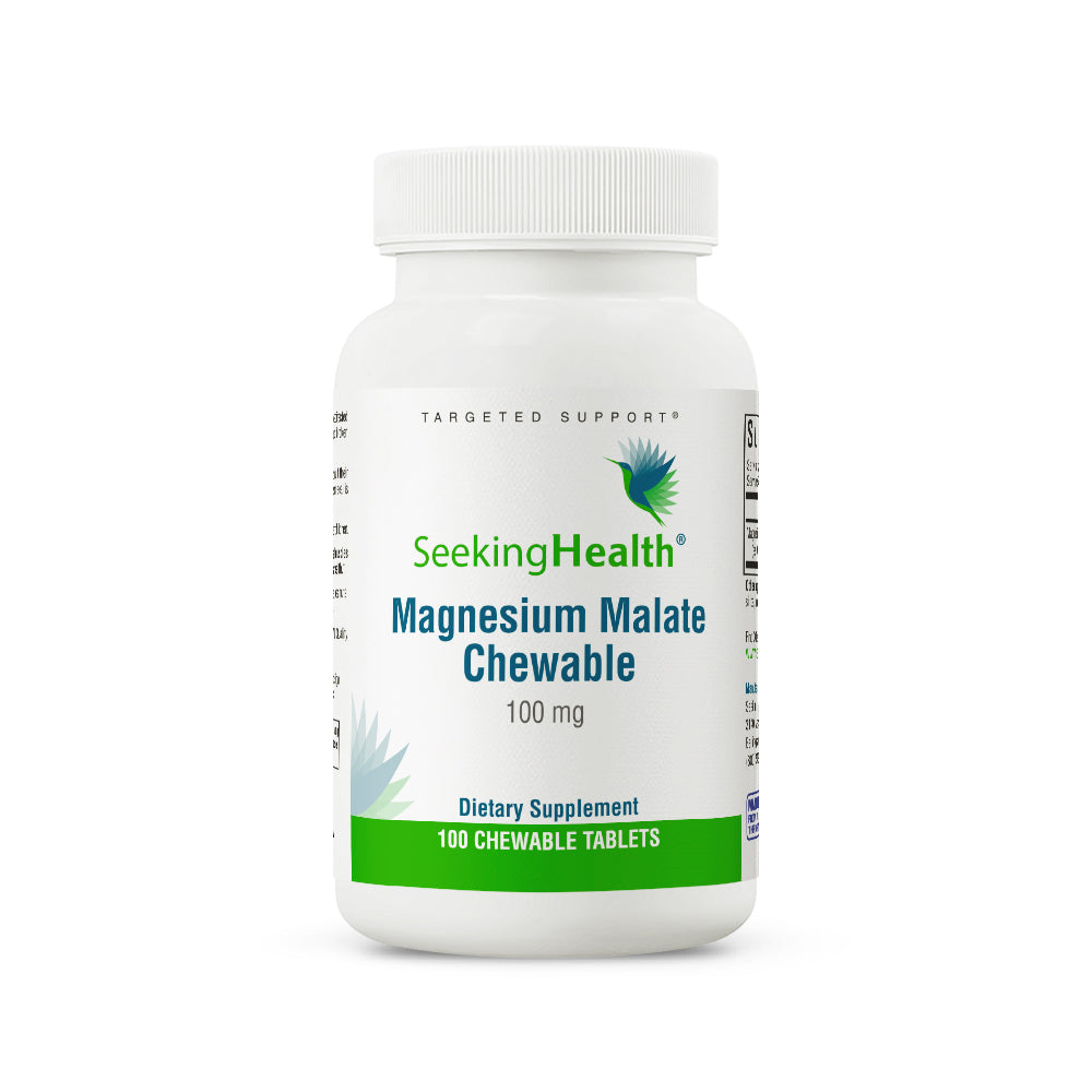 Seeking Health Magnesium Malate Chewable Tablet, 100 mg Dimagnesium Malate Supplement to Support Sleep and Balanced, High-Absorption Chelated Magnesium, Vegan & Vegetarian (100 lozenges)