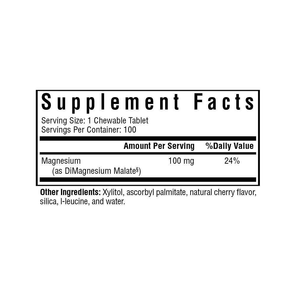 Seeking Health Magnesium Malate Chewable Tablet, 100 mg Dimagnesium Malate Supplement to Support Sleep and Balanced, High-Absorption Chelated Magnesium, Vegan & Vegetarian (100 lozenges)