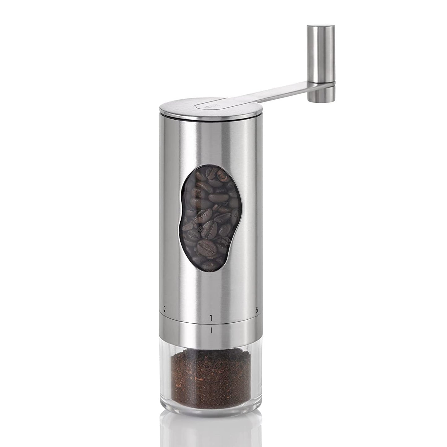 AdHoc 7" Manual Coffee Burr Grinder with Adjustable Coarsness Settings, Stainless Steel