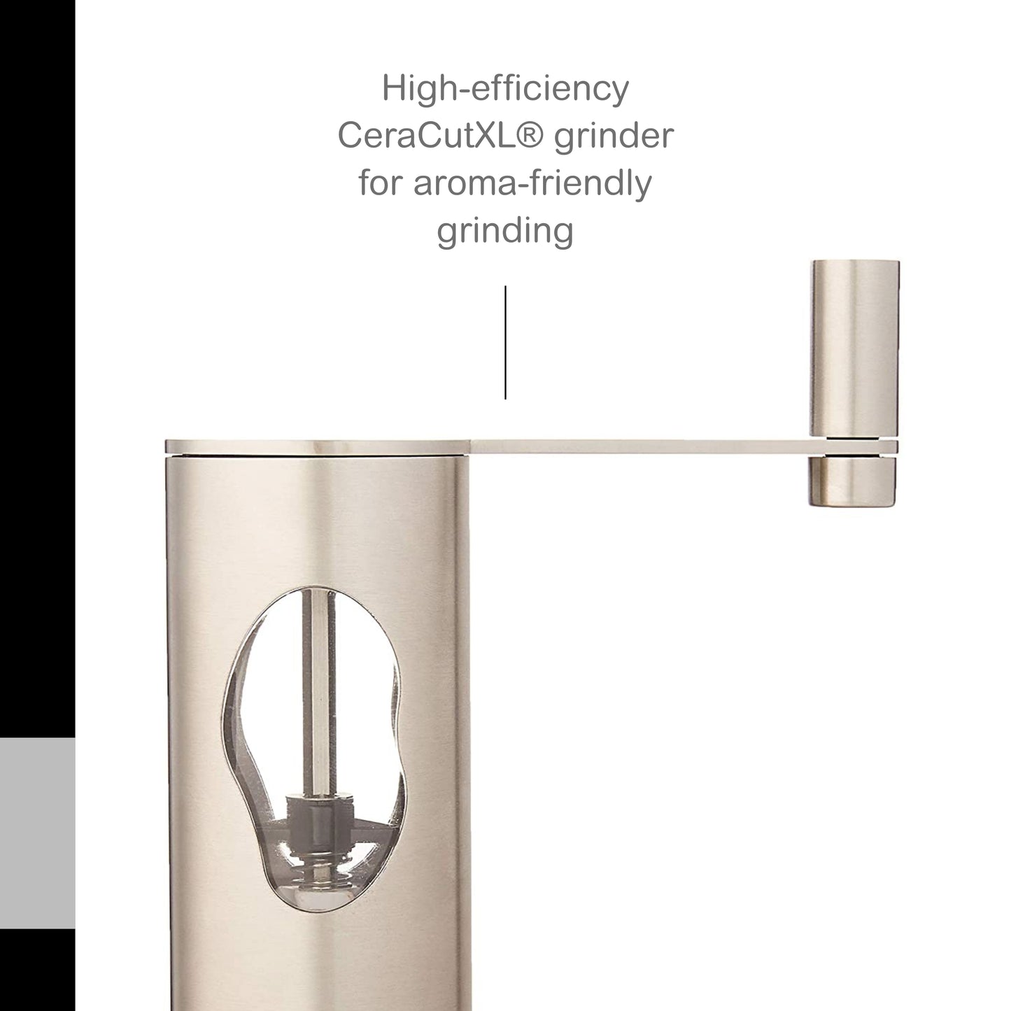 AdHoc 7" Manual Coffee Burr Grinder with Adjustable Coarsness Settings, Stainless Steel