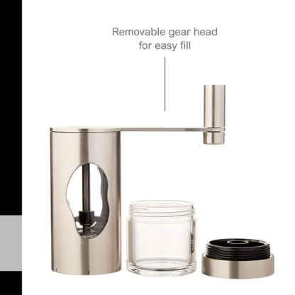 AdHoc 7" Manual Coffee Burr Grinder with Adjustable Coarsness Settings, Stainless Steel
