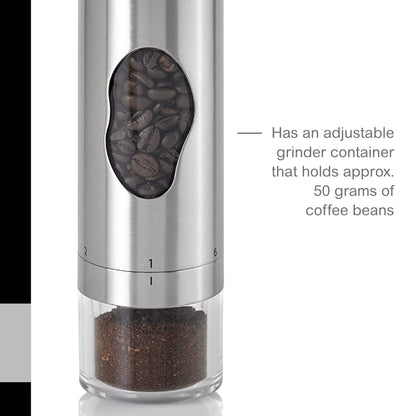 AdHoc 7" Manual Coffee Burr Grinder with Adjustable Coarsness Settings, Stainless Steel